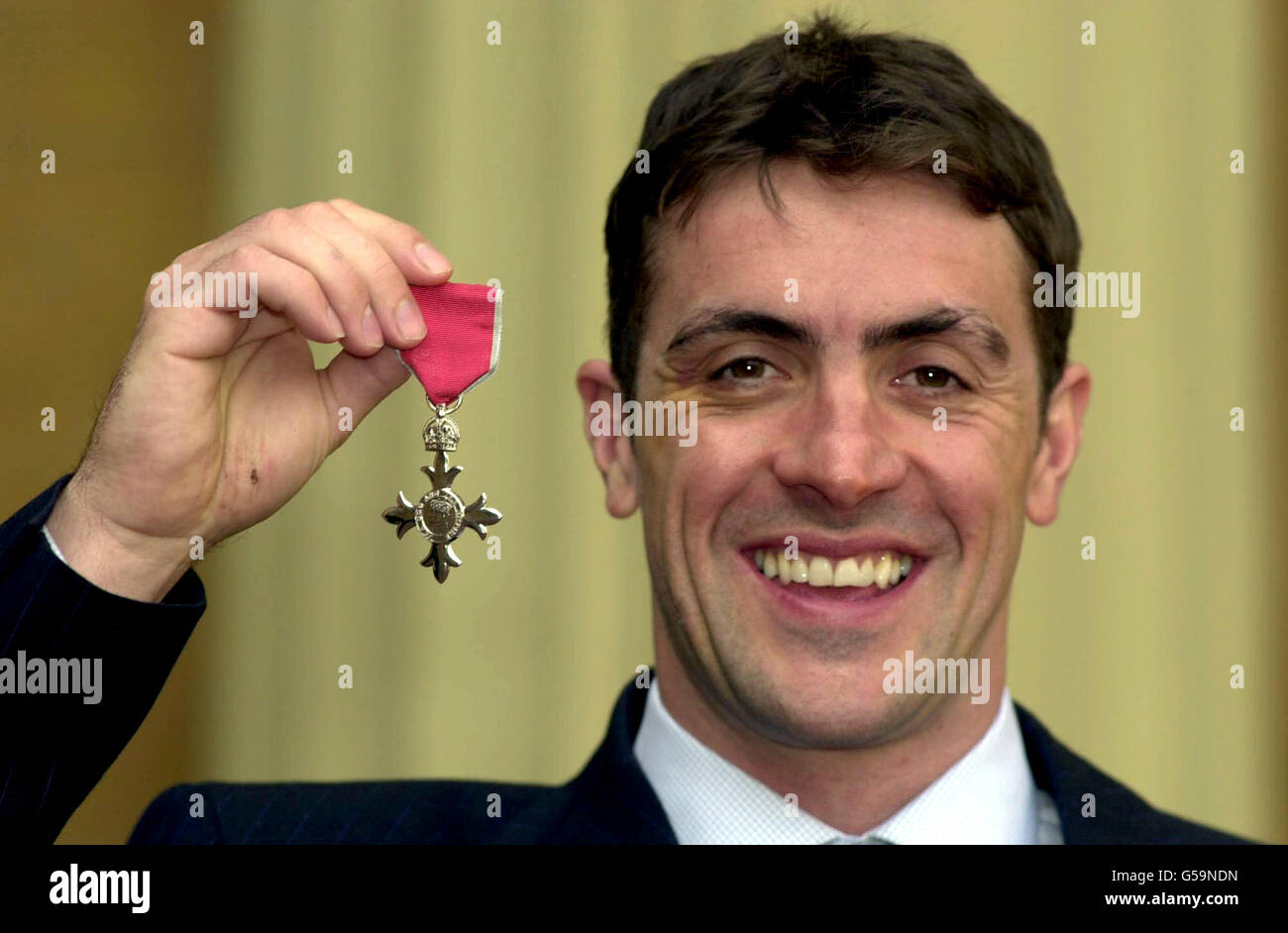Olympic gold medallist cyclist jason queally at buckingham palace hi