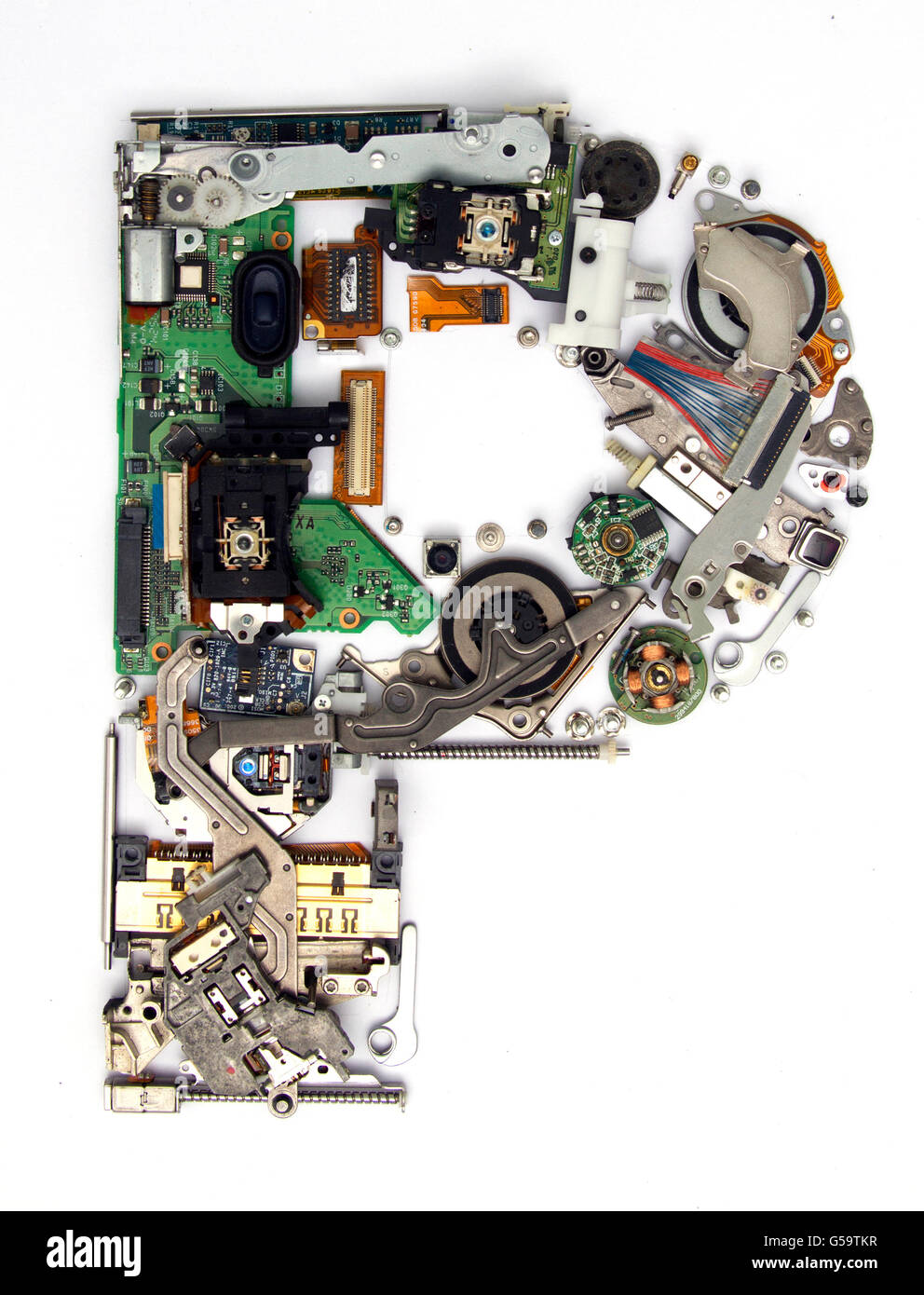 The Letter P made up from old electronic parts Stock Photo - Alamy