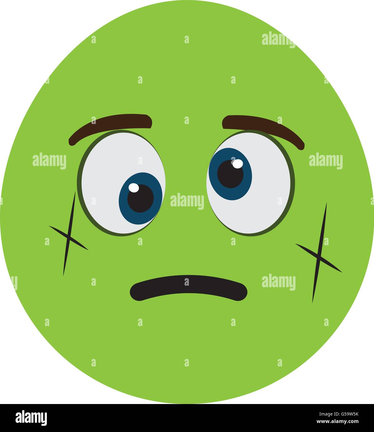 green cartoon face with crooked eyes,vector graphic Stock Vector Image ...