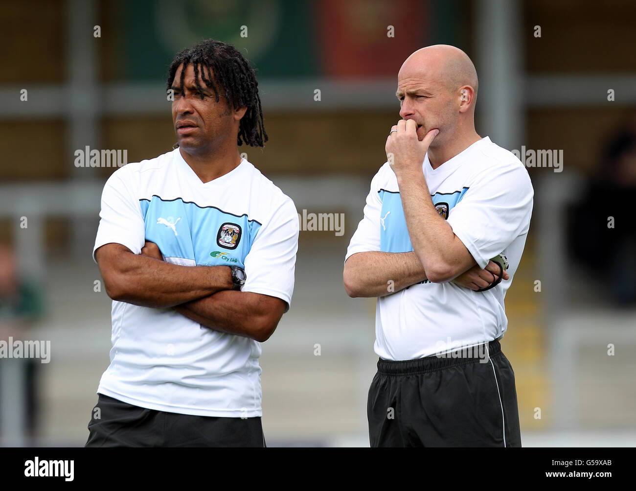 Coventry City's coach's Richard Shaw (left) and Lee Carsley Stock Photo