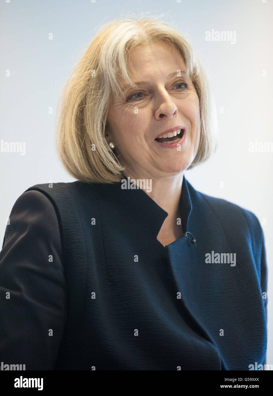 Home Secretary Theresa May addresses Conservative Party Police and Crime Commissioner candidates at Conservative Central Headquarters, in Westminster, central London. Stock Photo