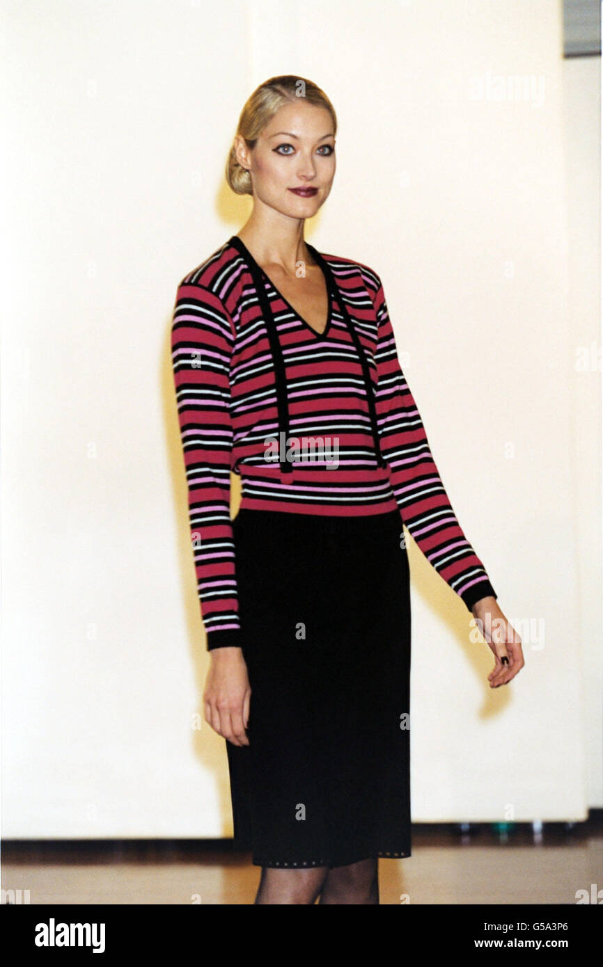 J Muir Model London Fashion Week Jean Muir. A model presents an outfit by Jean Muir ...