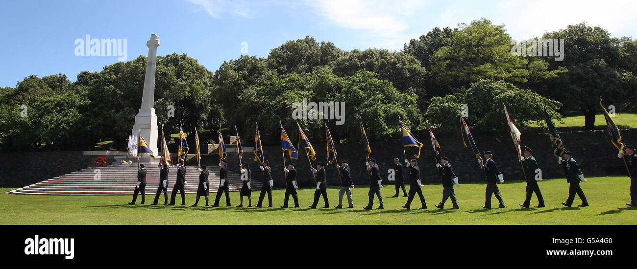 Standard bearers during the annual remembrance ceremony at the National