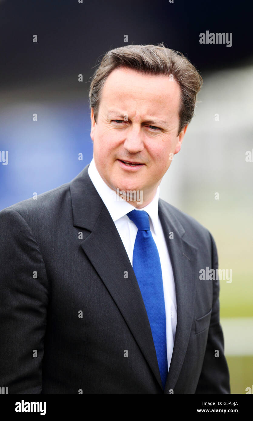 Prime Minister David Cameron visits Airbus at the Farnborough International Airshow in Hampshire. Stock Photo