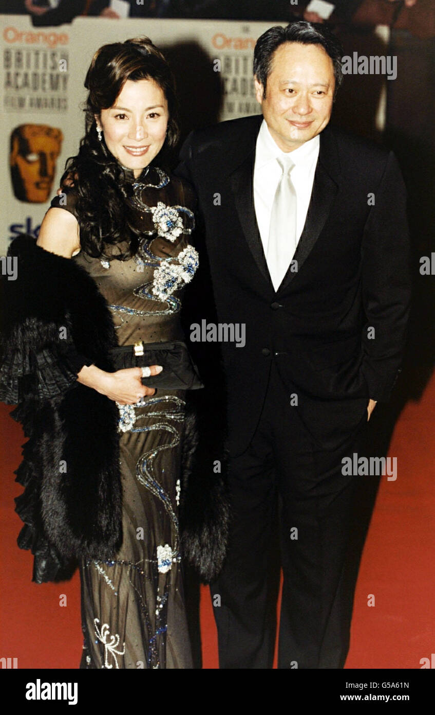 Actress Michelle Yeoh, who stars in the film Crouching Tiger, Hidden Dragon - which won four awards - with the film's director Ang Lee attending The Orange British Academy Film Awards at the Odeon cinema, in London's Leicester Square. Stock Photo