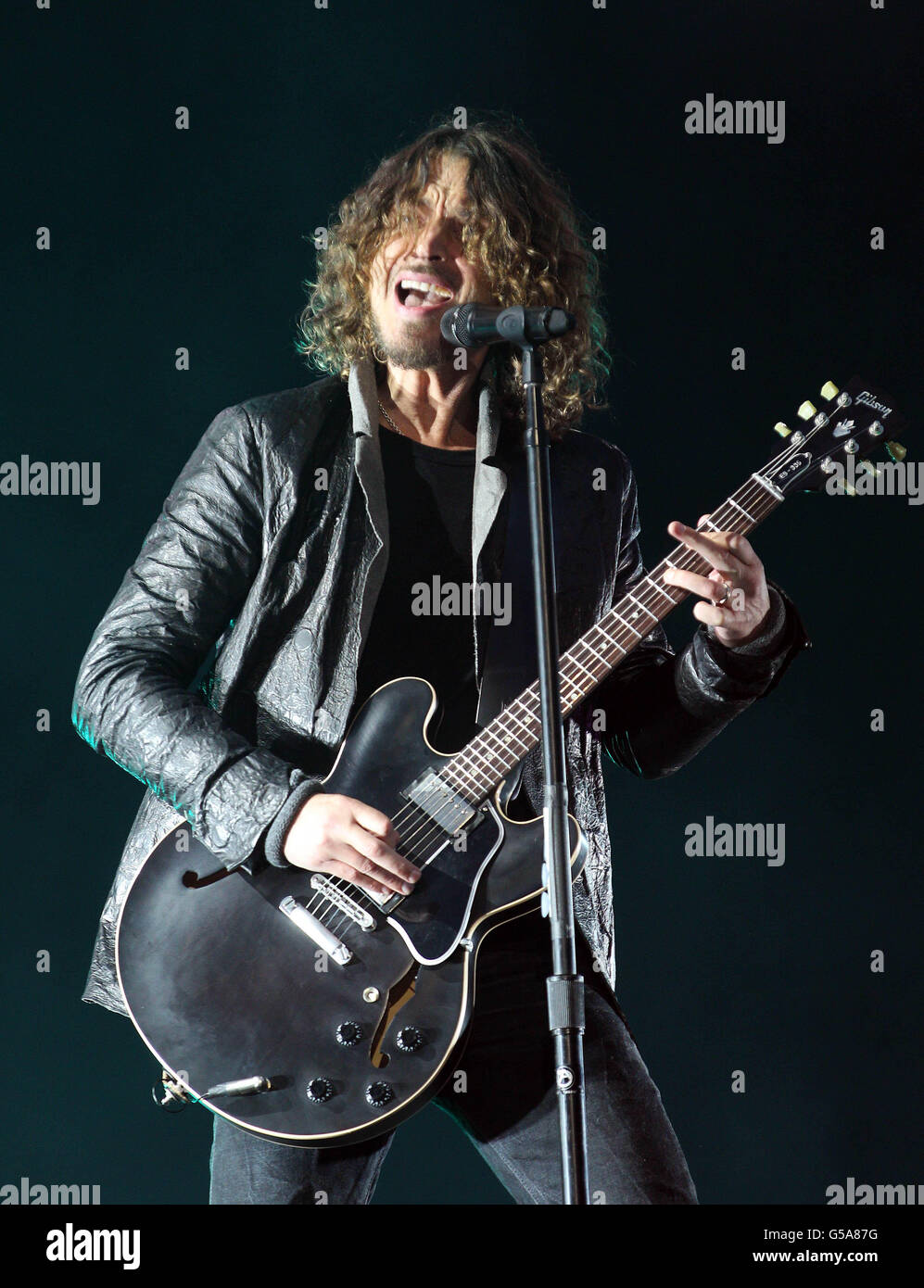 Chris Cornell of Soundgarden performs at the Hard Rock Calling music festival in Hyde Park, London. Stock Photo