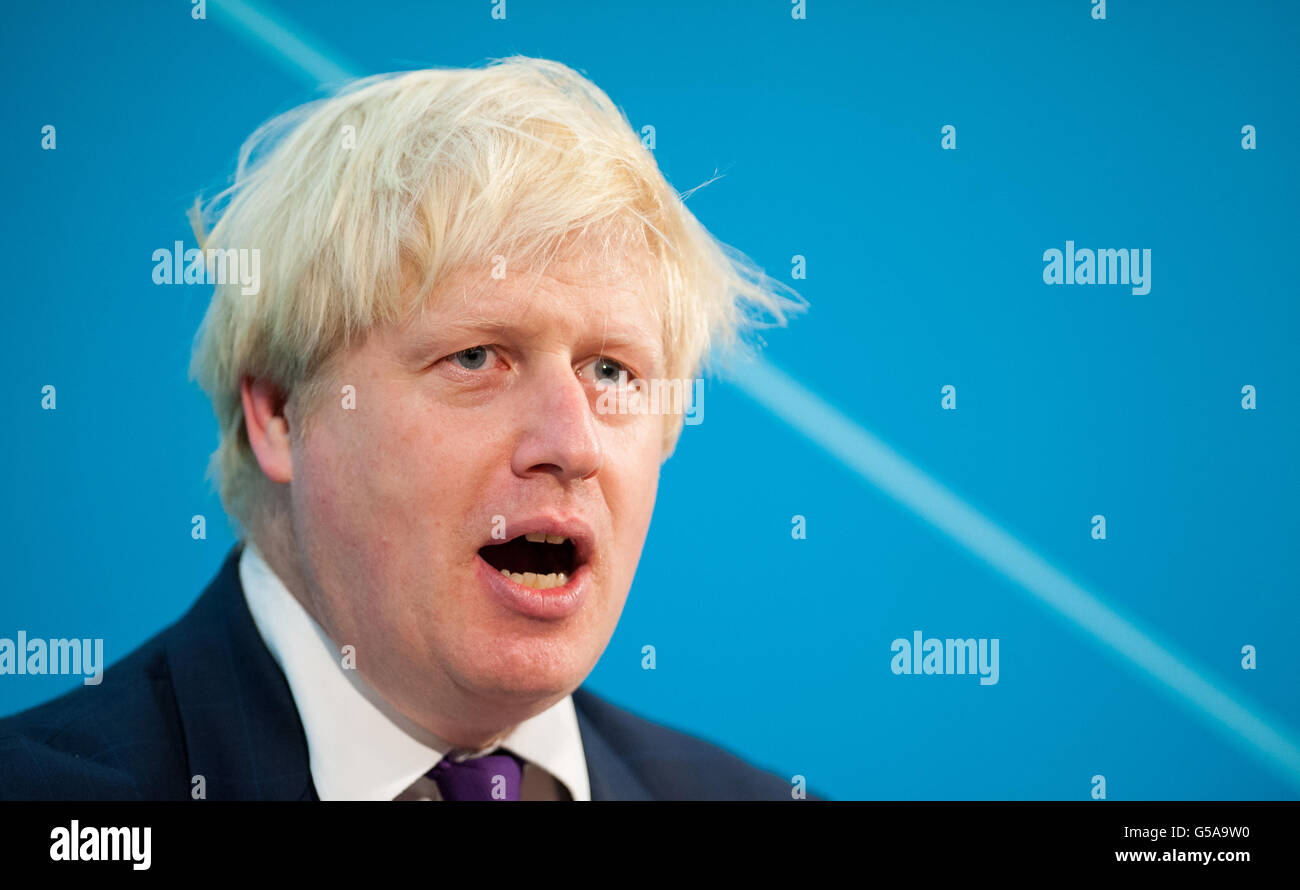 Mayor of London Boris Johnson at an Olympic media briefing at the London Media Centre, Westminster, London. Stock Photo