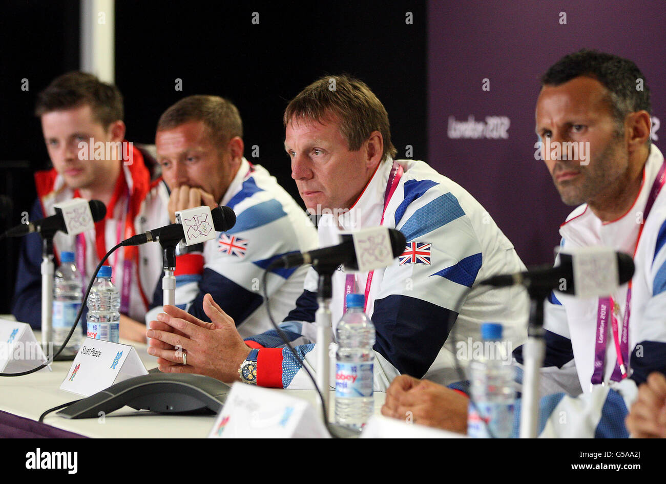 Olympics - London 2012 Olympics - Great Britain Men's Football Press Conference - Olympic Park. Great Britain coach Stuart Pearce during a press conference at the Olympic Park, London. Stock Photo