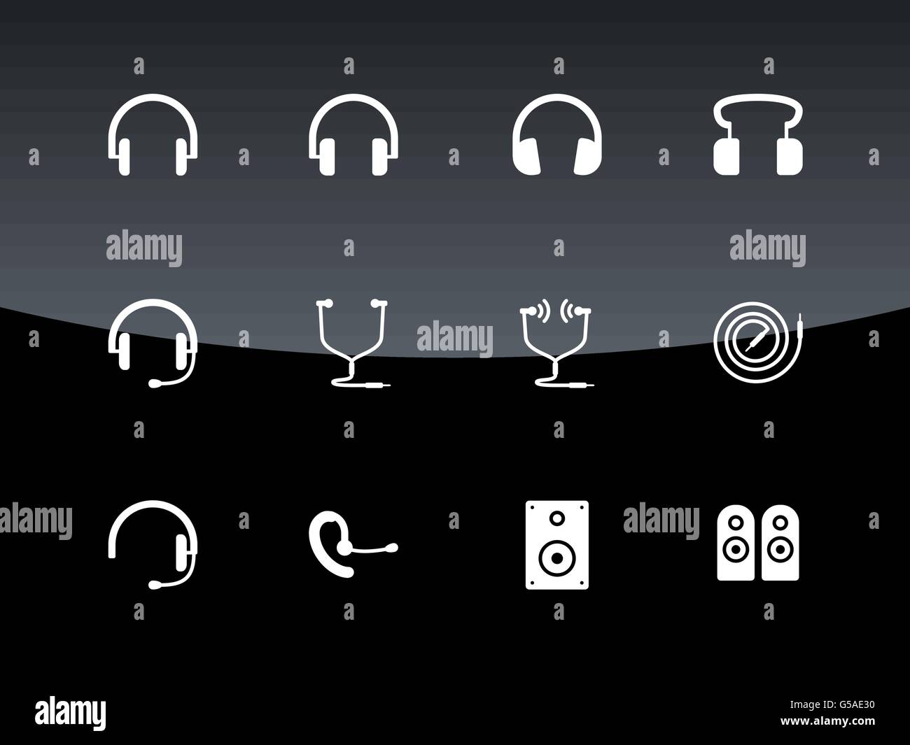 Headset icons on black background Stock Vector Image & Art - Alamy