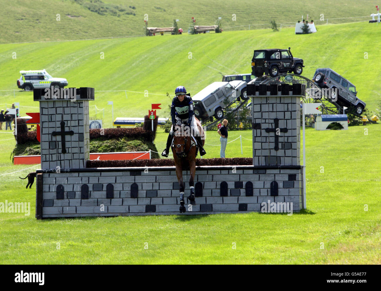 Zara Phillips riding High Kingdom during day two of the Barbury International Horse Trials at Barbury Castle Estate, Wiltshire. Stock Photo