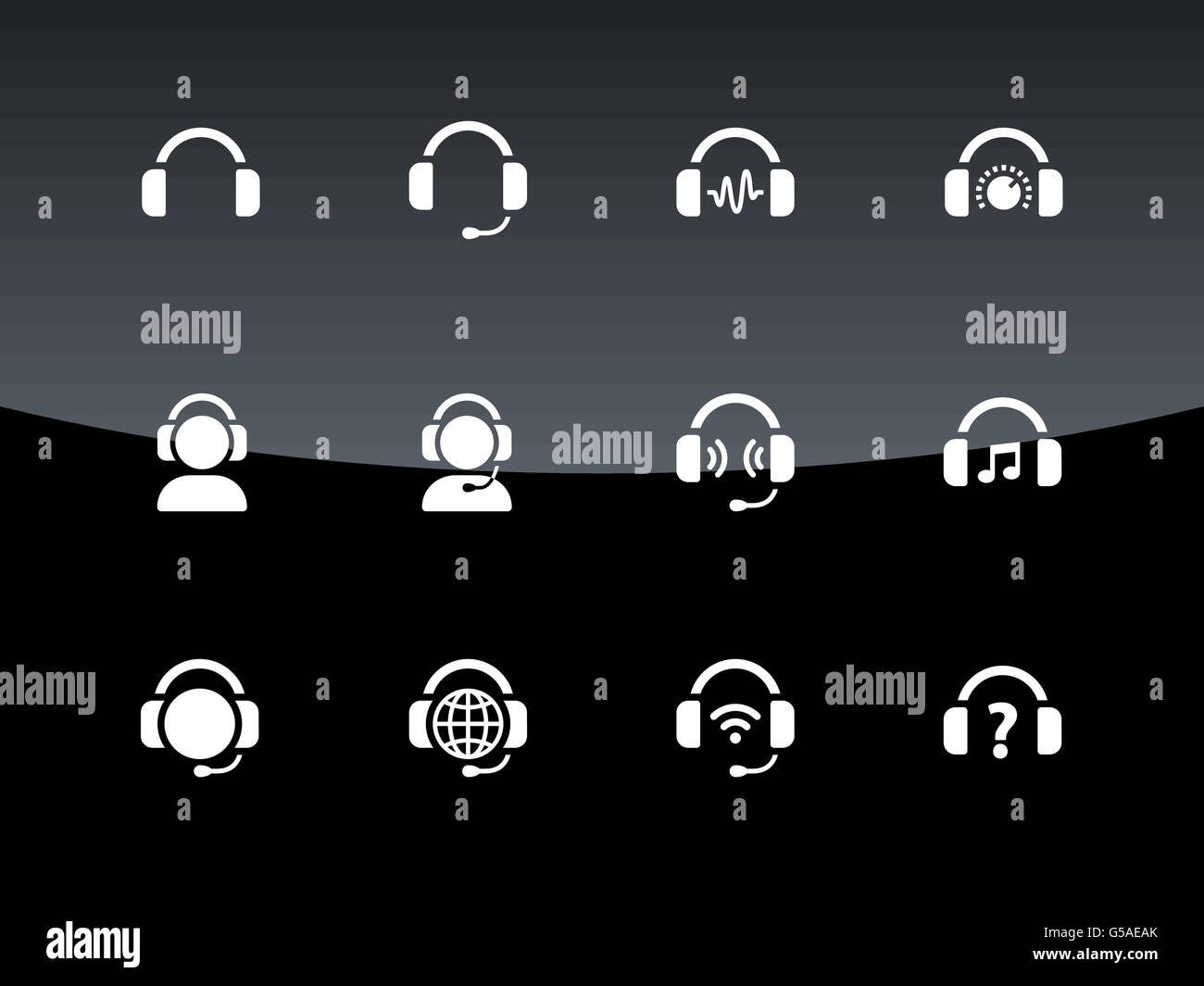 Headphones icons on black background Stock Vector Image & Art Alamy
