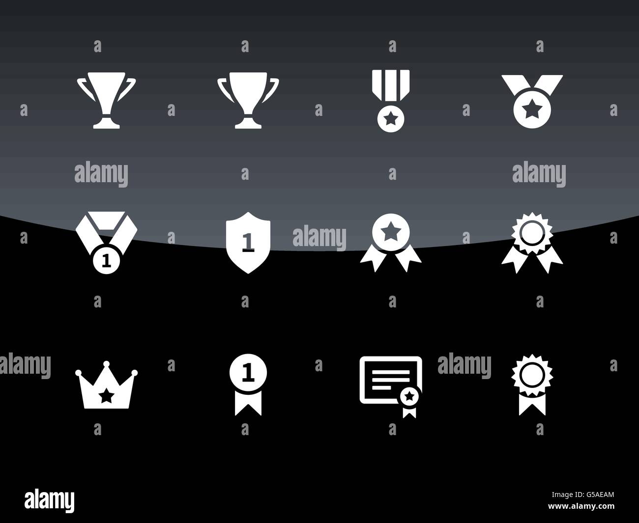 Trophy icons on black background Stock Vector Image & Art - Alamy