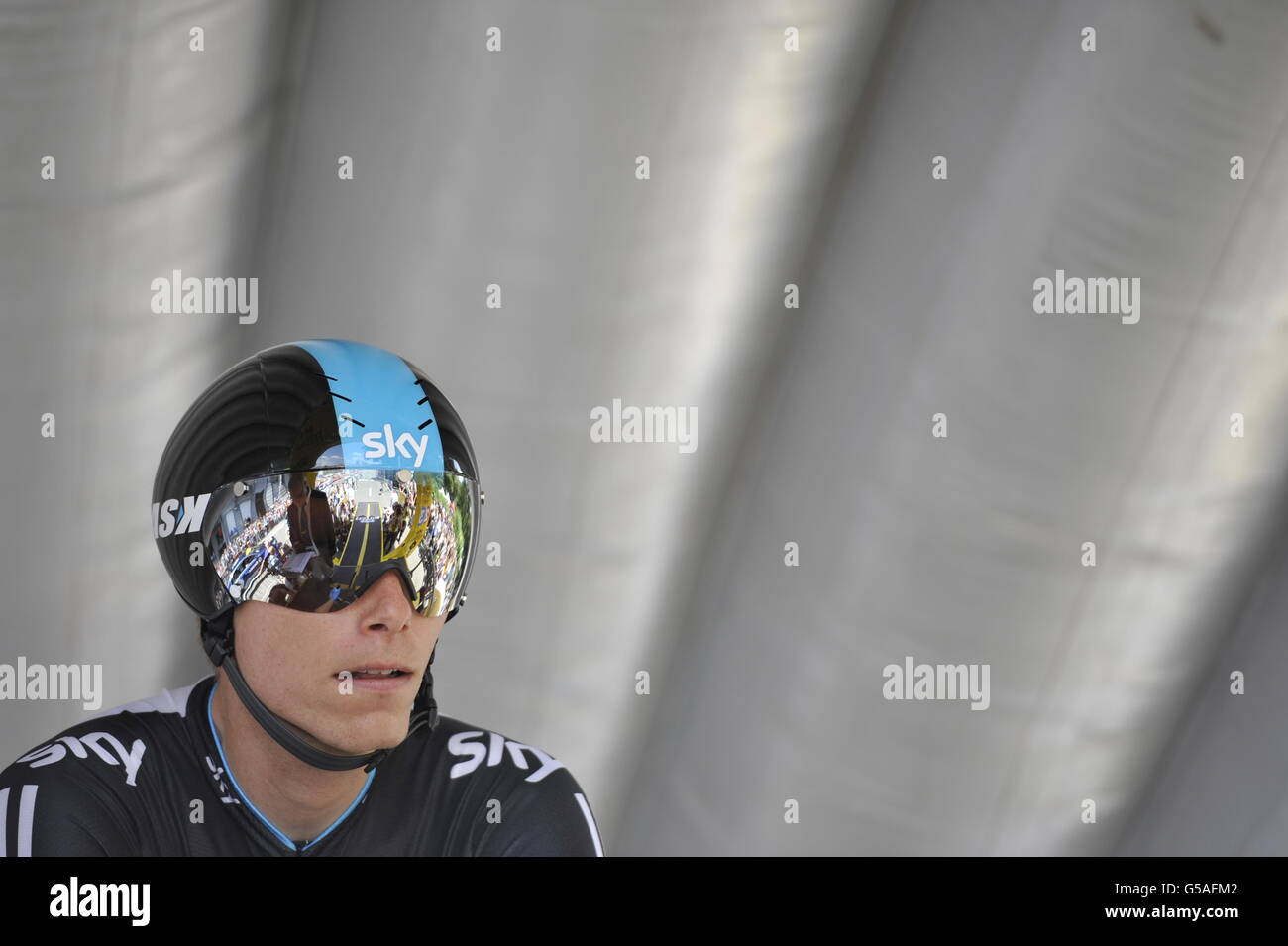 Team Sky's Christian Knees during the Prologue Stage of the 2012 Tour de France in Liege, Belgium. Stock Photo