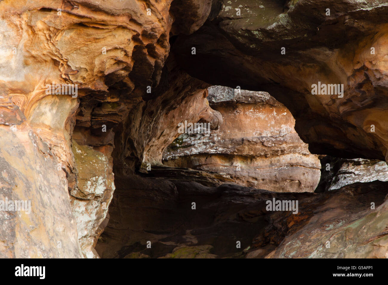 Cavern Rock Formation at Garden of the Gods, Shawnee National Forest Stock Photo