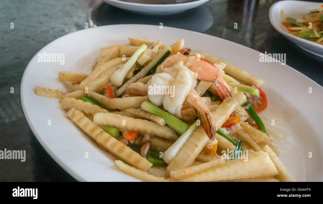 Stir fried bamboo shoots and vegetables with shrimp Stock Photo Alamy