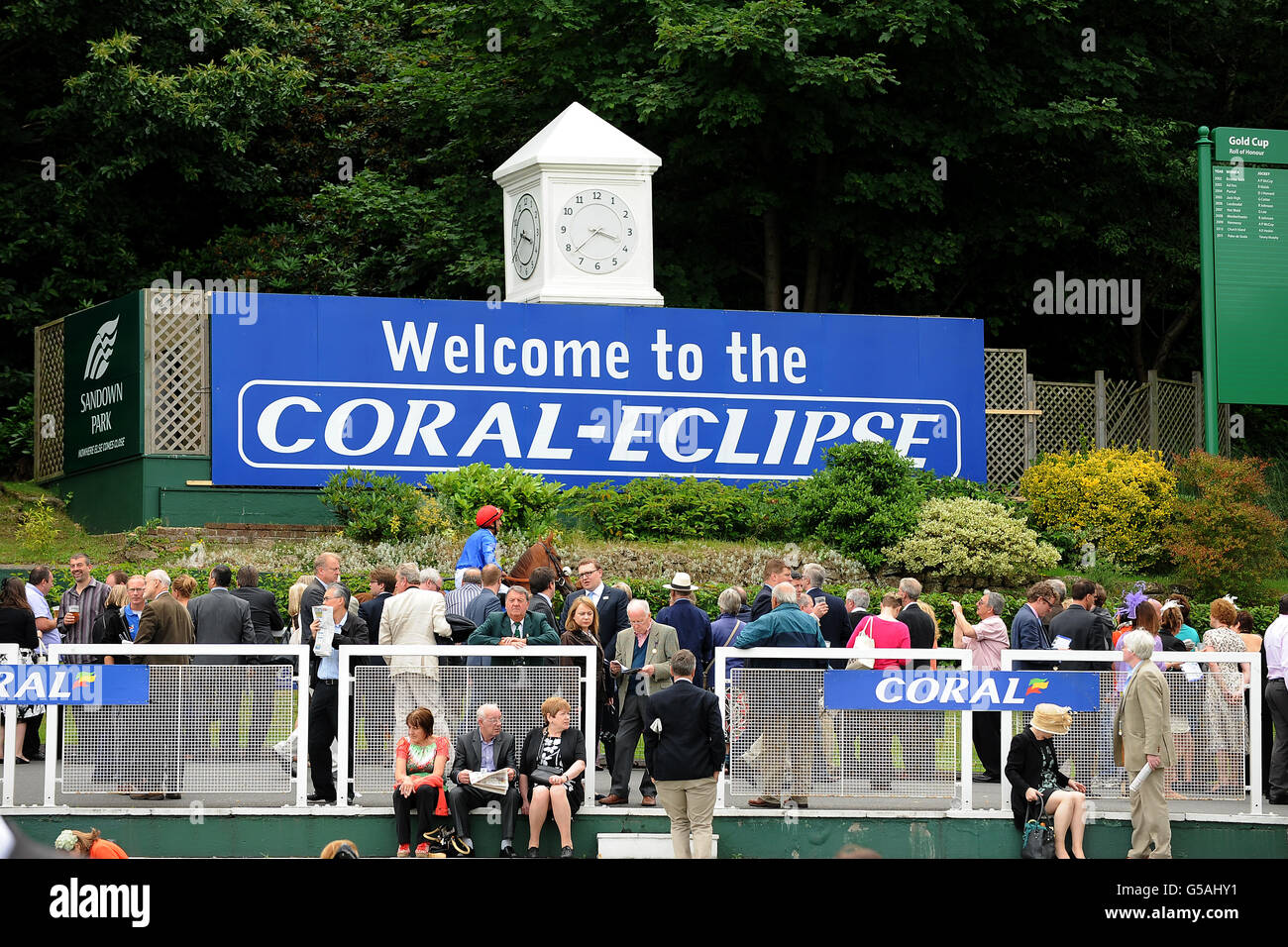 Horse Racing - Coral Eclipse Summer Festival - Coral Eclipse Day - Sandown Park. Jockey Ahmed Ajtebi on City Style leaves the parade ring prior to the Coral-Eclipse Stock Photo
