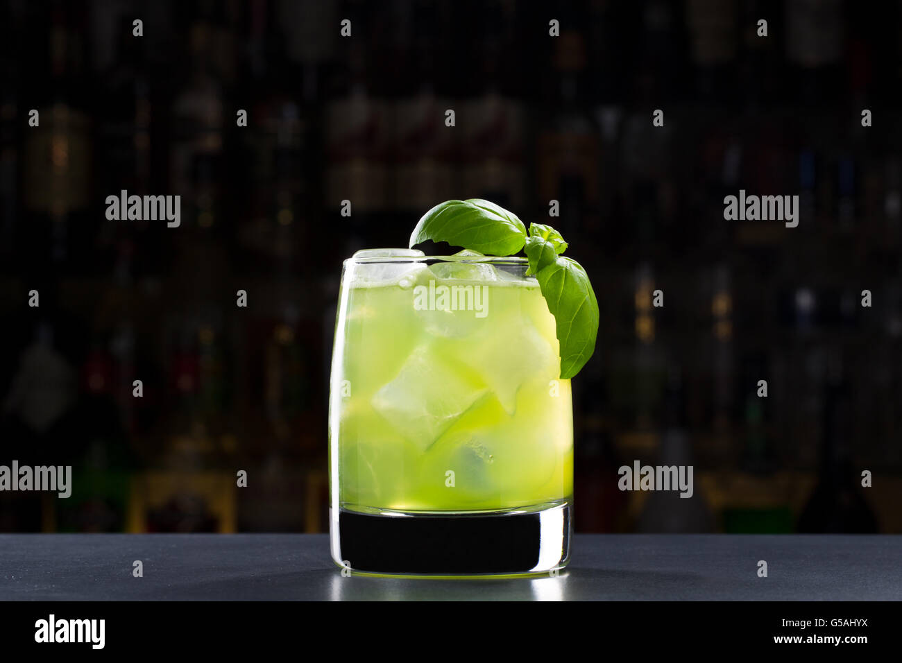 Gin Basil Smash cocktail with fresh basil Stock Photo Alamy