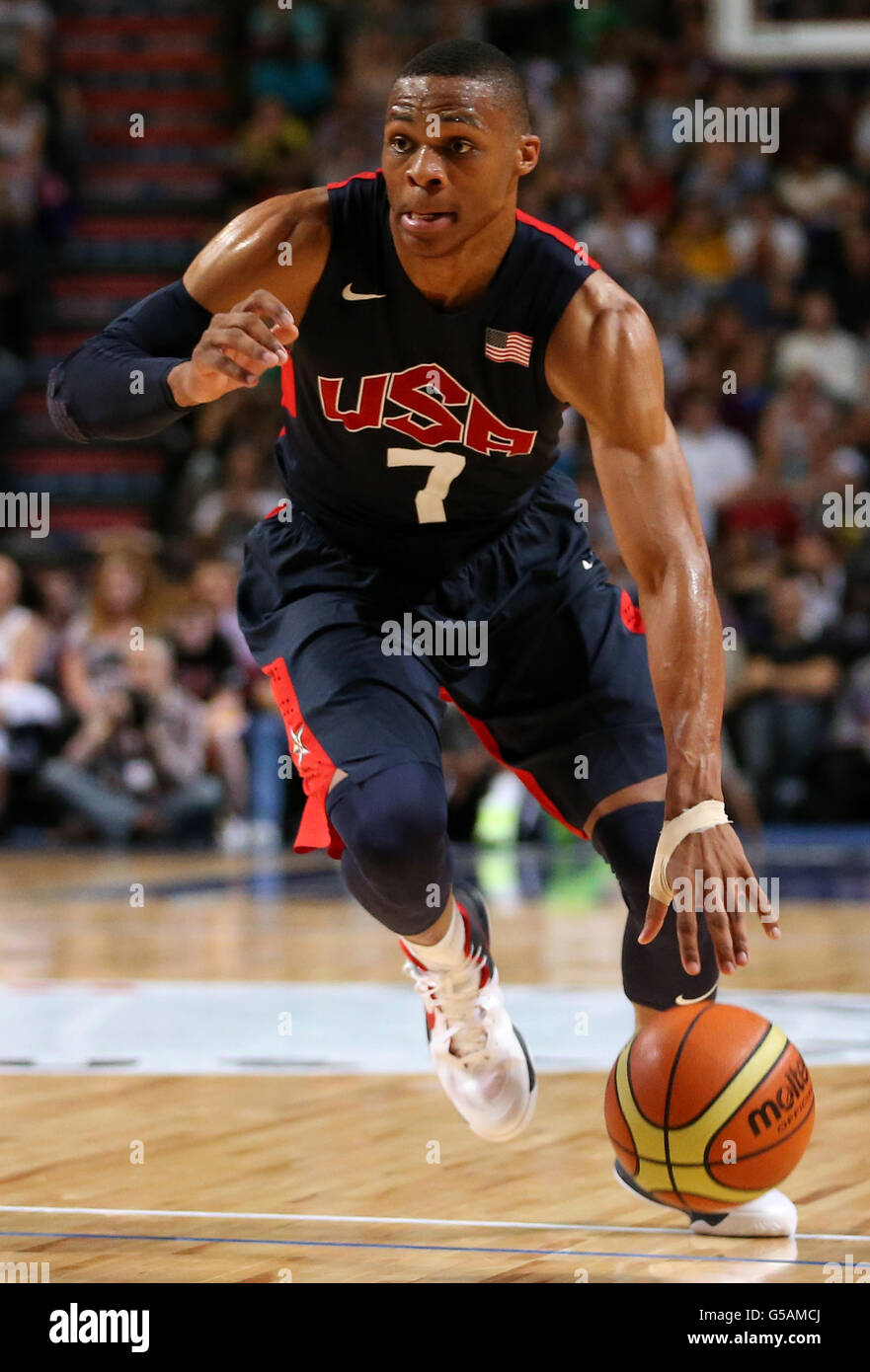 Russell Westbrook of the USA during an Olympic warm up match against Great  Britain at the Manchester Arena Stock Photo - Alamy