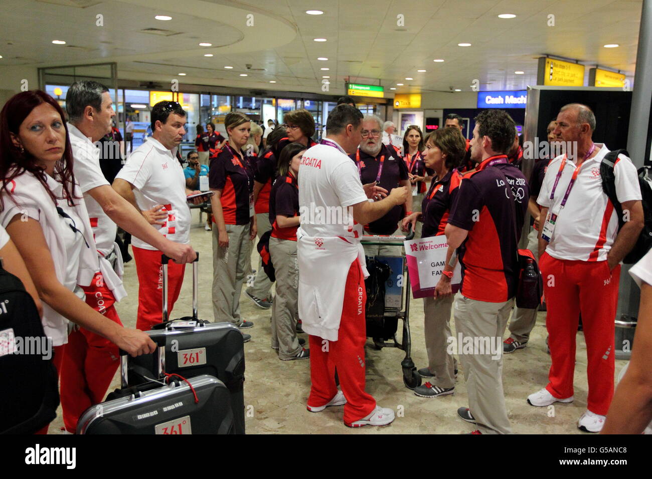 Olympics - London 2012 - Croatian Olympic Team Arrive at Heathrow Airport. The Croatian Olympic Team arrive at Heathrow Airport, London. Stock Photo
