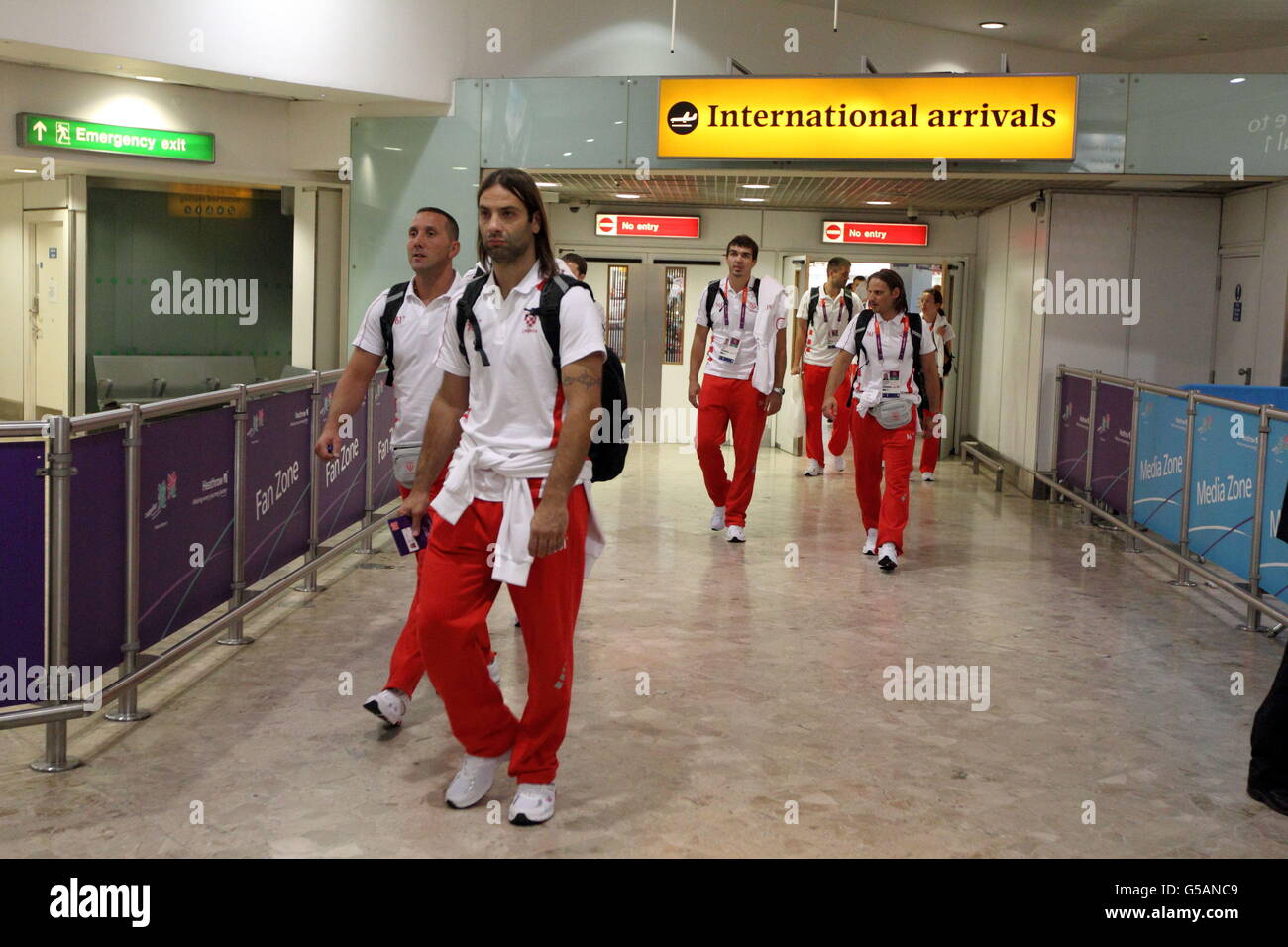 Olympics - London 2012 - Croatian Olympic Team Arrive at Heathrow Airport Stock Photo