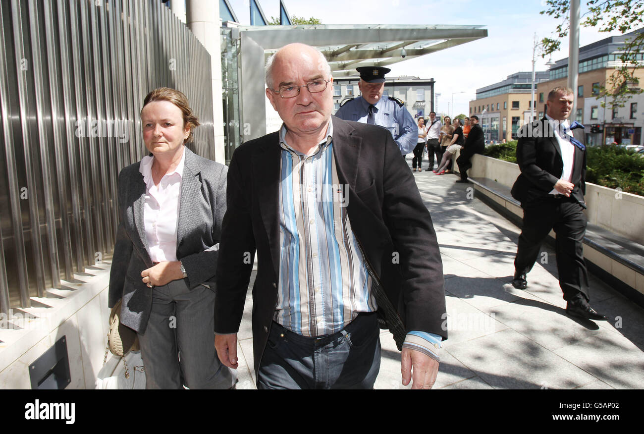 Former finance director of Anglo Irish Bank Willie McAteer, 61, from Rathgar, south Dublin, leaves Dublin District Court, where he was charged with 16 fraud offences. Stock Photo
