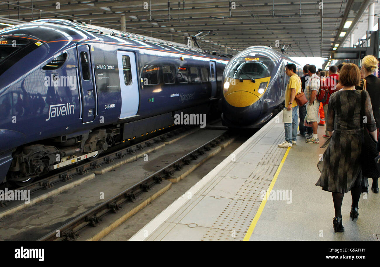A highspeed Javelin train serving the Olympic Park in Stratford, east