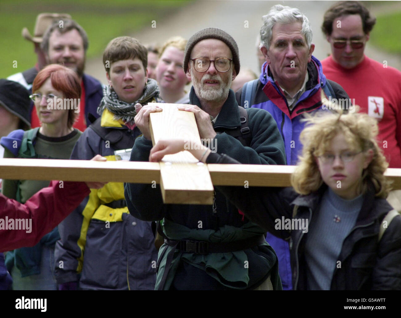 Pilgrims walking to the 'Shrine Of Our Lady' in Walsingham, Norfolk