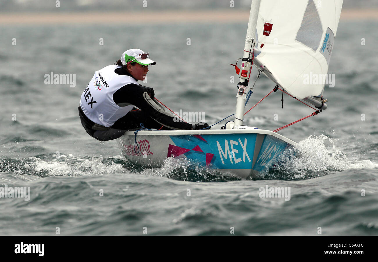 Mexico's Tania Elias Calles competes in today's fifth round of the Laser Radial during the Olympic regatta in Weymouth. Stock Photo
