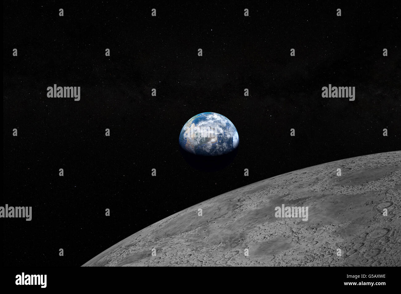 Earth and surface of the Moon Stock Photo - Alamy