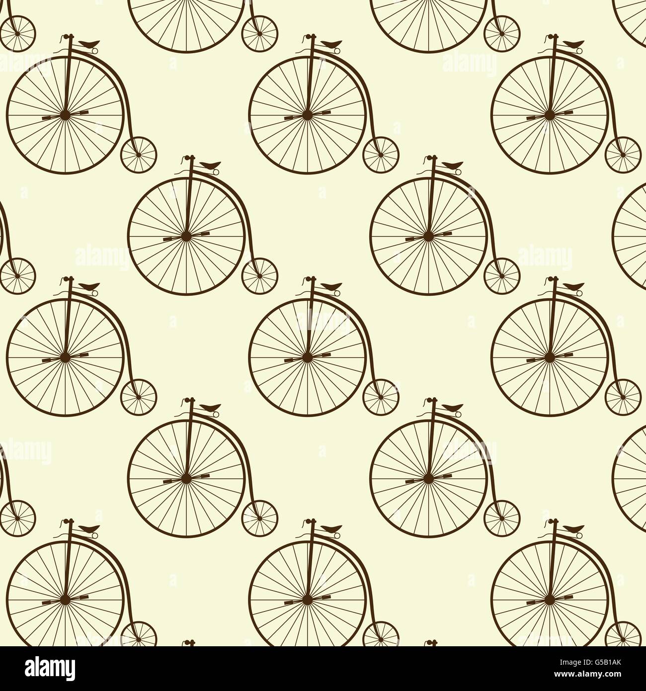 Vintage high wheeler seamless pattern Stock Vector