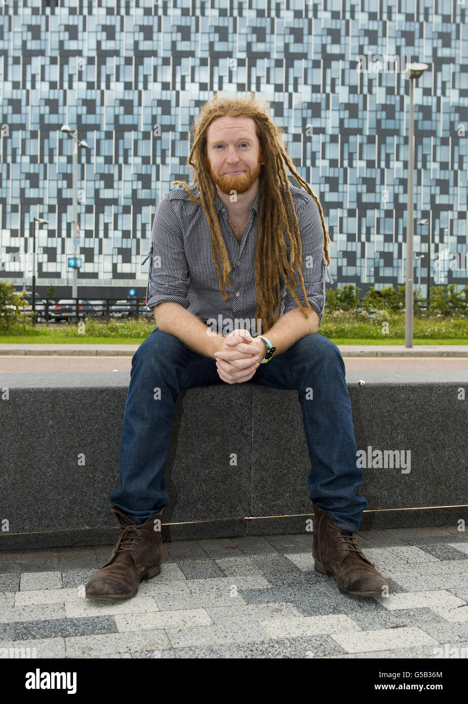 Newton Faulkner before performing an exclusive gig for competition winners in one of the Olympic Emirates Air Cable Cars, which cross the river Thames in east London. PRESS ASSOCIATION Photo. Picture date: Tuesday July 17, 2012. Photo credit should read: PA/PA Wire Stock Photo