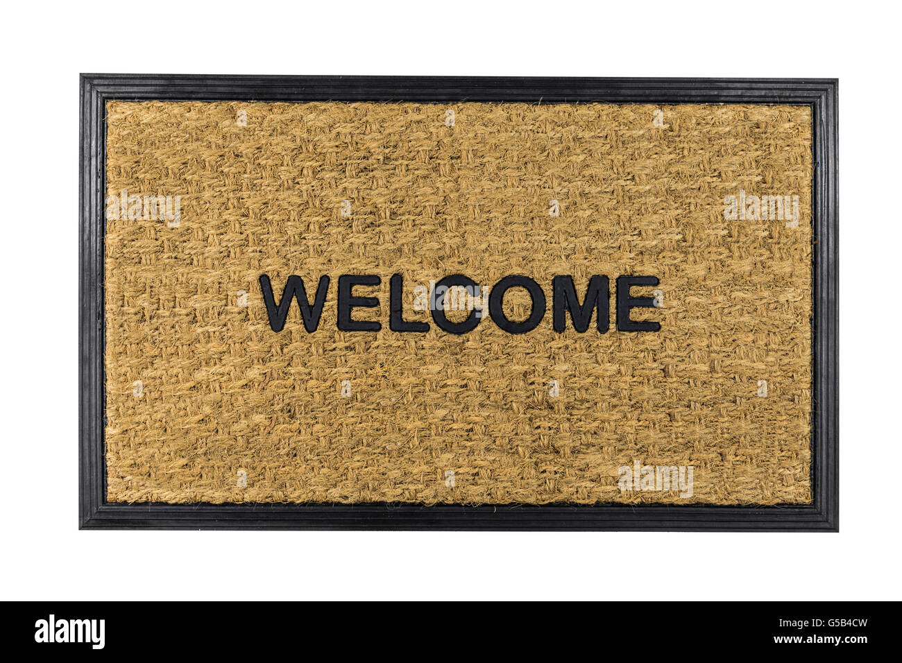 Welcome mat isolated on white with clipping path. Stock Photo