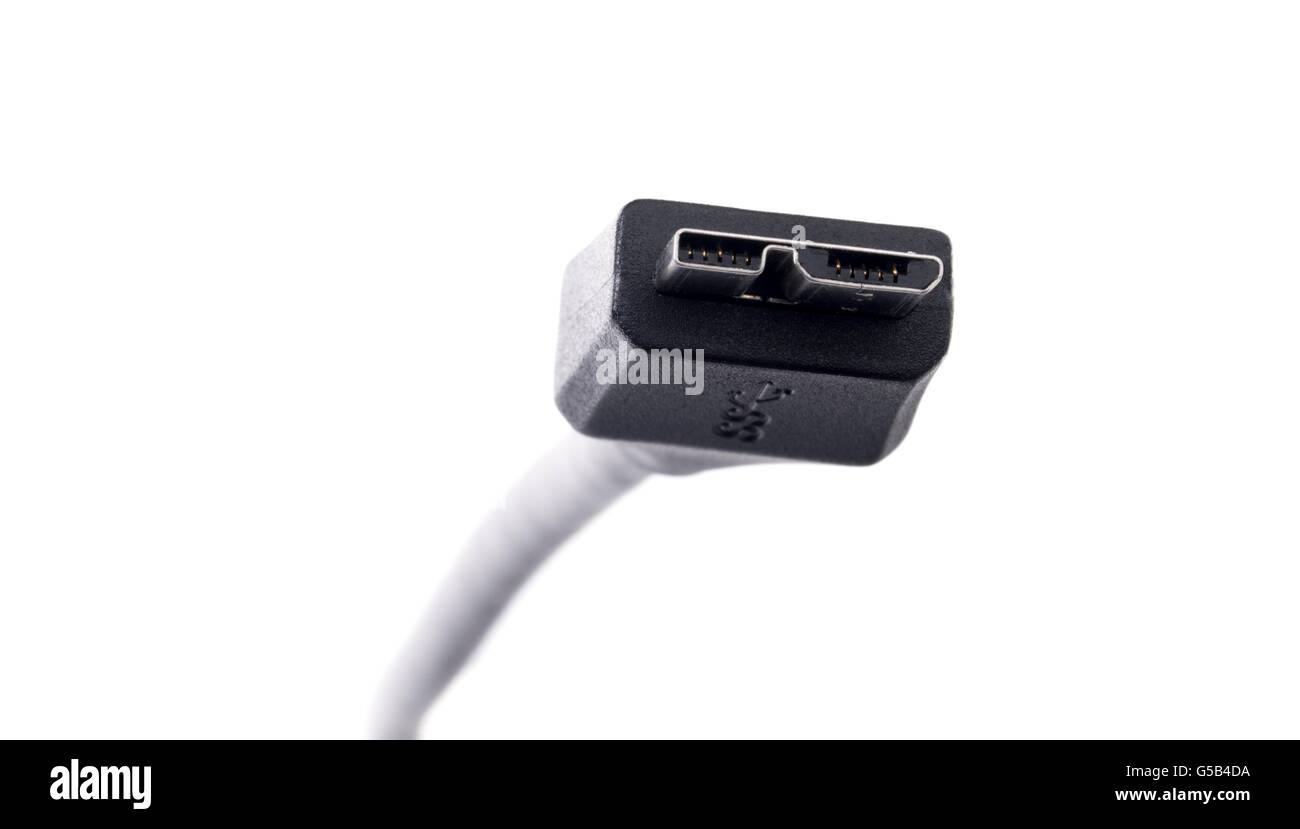 USB Micro-B SuperSpeed connector for computing digital connector Universal Serial Bus data transfer Stock Photo