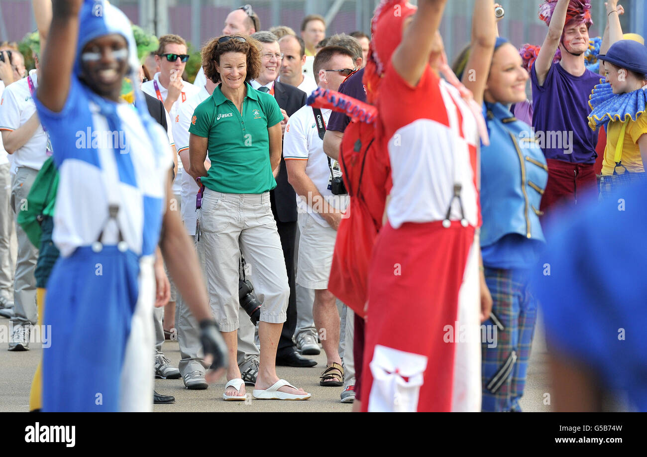 London Olympic Games - Pre-Games Activity - Wednesday. Chef de Mission Sonia O'Sullivan during the Arrival Ceremony at the Athletes Village, in Stratford, London. Stock Photo