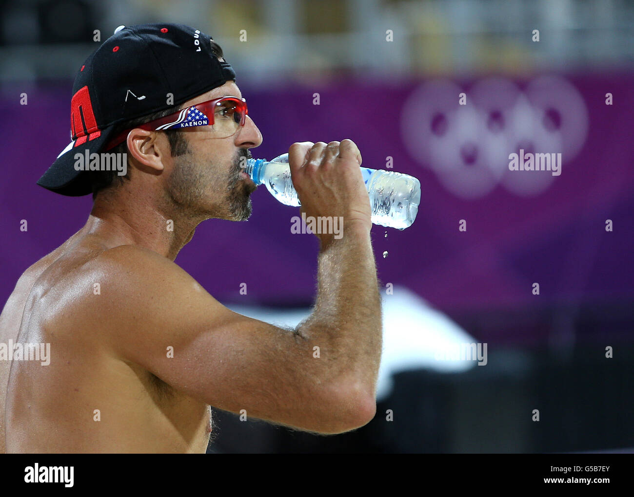 Reigning Olympic Men's Beach Volleyball champions USA's Todd Rodgers