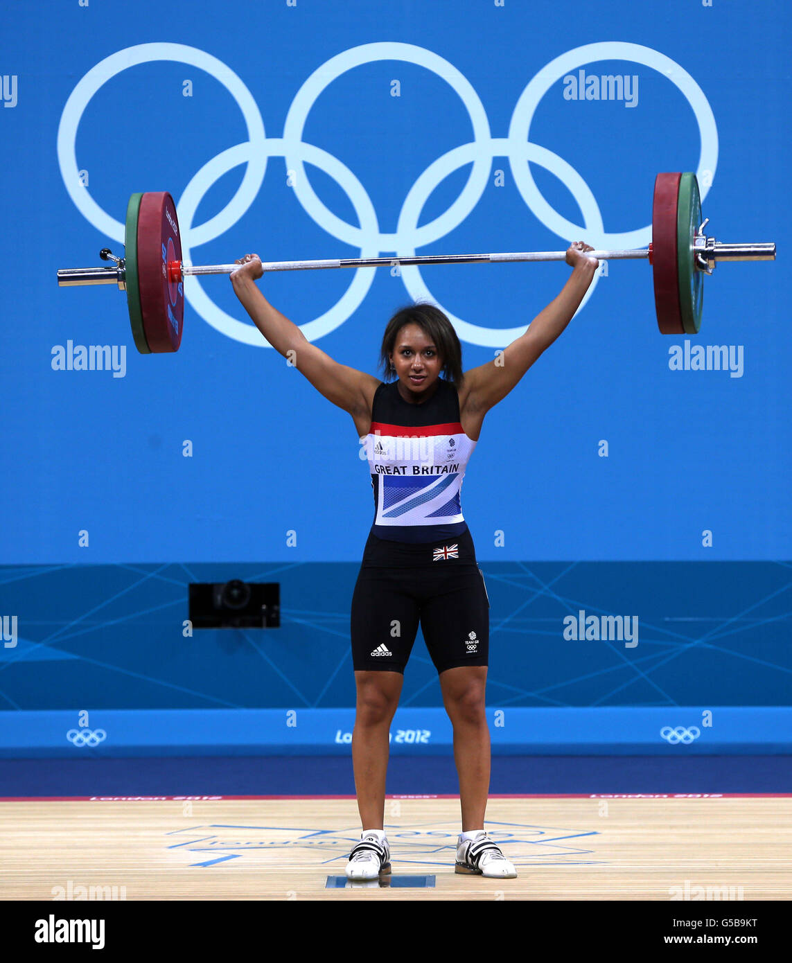 Great Britain's Zoe Smith lifts during the women's 58kg group at the ExCeL London. Stock Photo