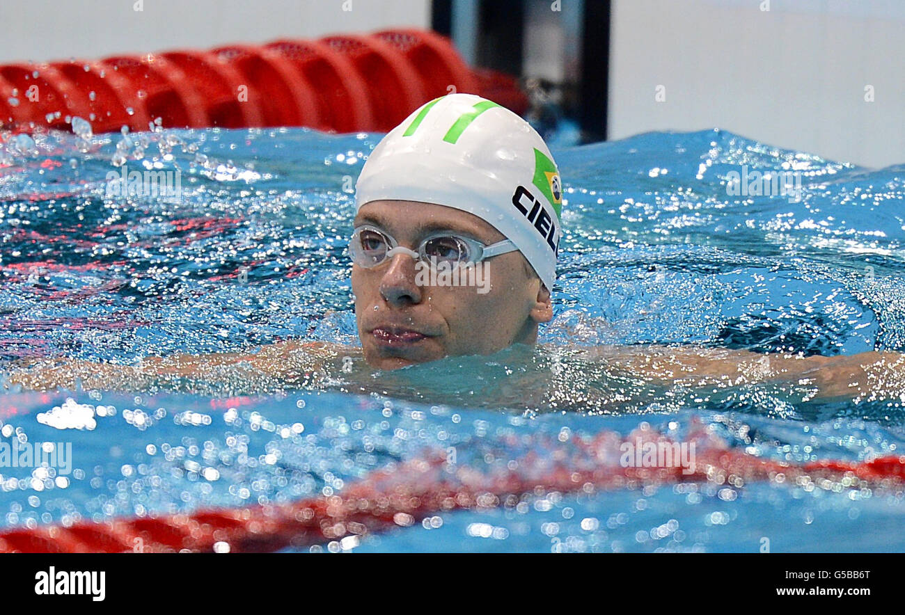 London Olympic Games - Day 6. Brazil's Cesar Cielo after the Men's 50m Freestyle Semifinal 1 Stock Photo