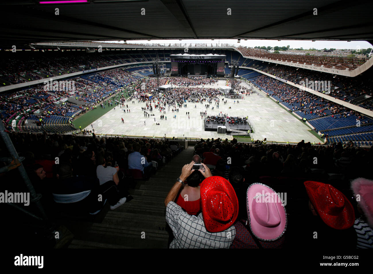 Madonna in concert, Edinburgh. Madonna fans at fill up the Stadium bowl at Murrayfield Stock Photo
