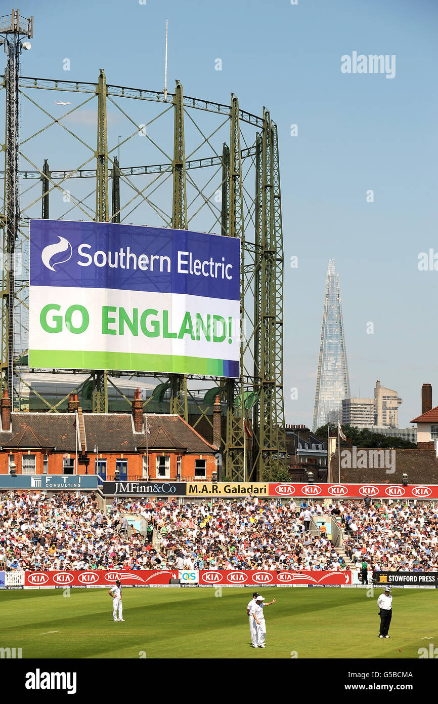 A general view of The Kia Oval during the first test between England and South Africa with The Shard visible in the background Stock Photo