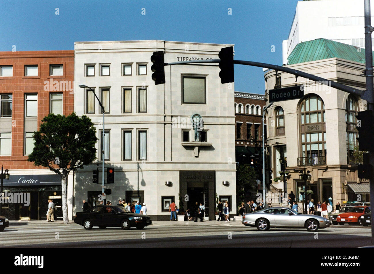 The corner of Wilshire Boulevard and Rodeo Drive in Beverly Hills, Los ...