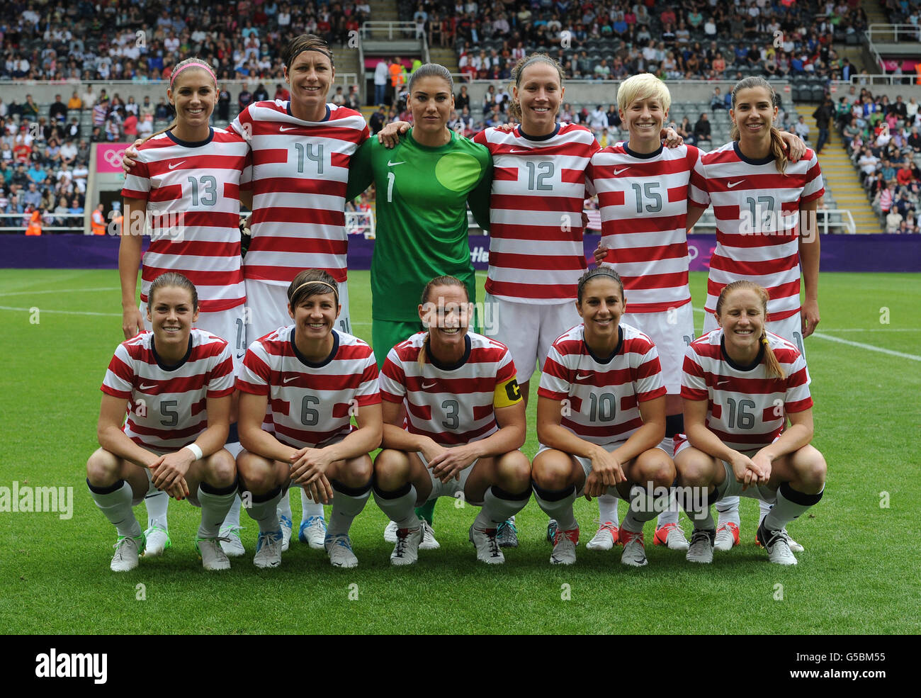 The USA team photo ahead of kick off the Women's Quarter final match against New Zealand at St James Park, Newcastle. Stock Photo