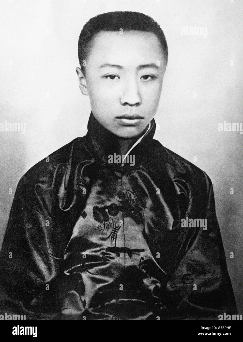 Aisin-Gioro Puyi, the former Xuantong Emperor of China, who abdicated in 1912 and still lives in Peking under the name of Henry Puyi, and is often referred to as 'The Last Emperor' seen here on his 17th birthday. Stock Photo