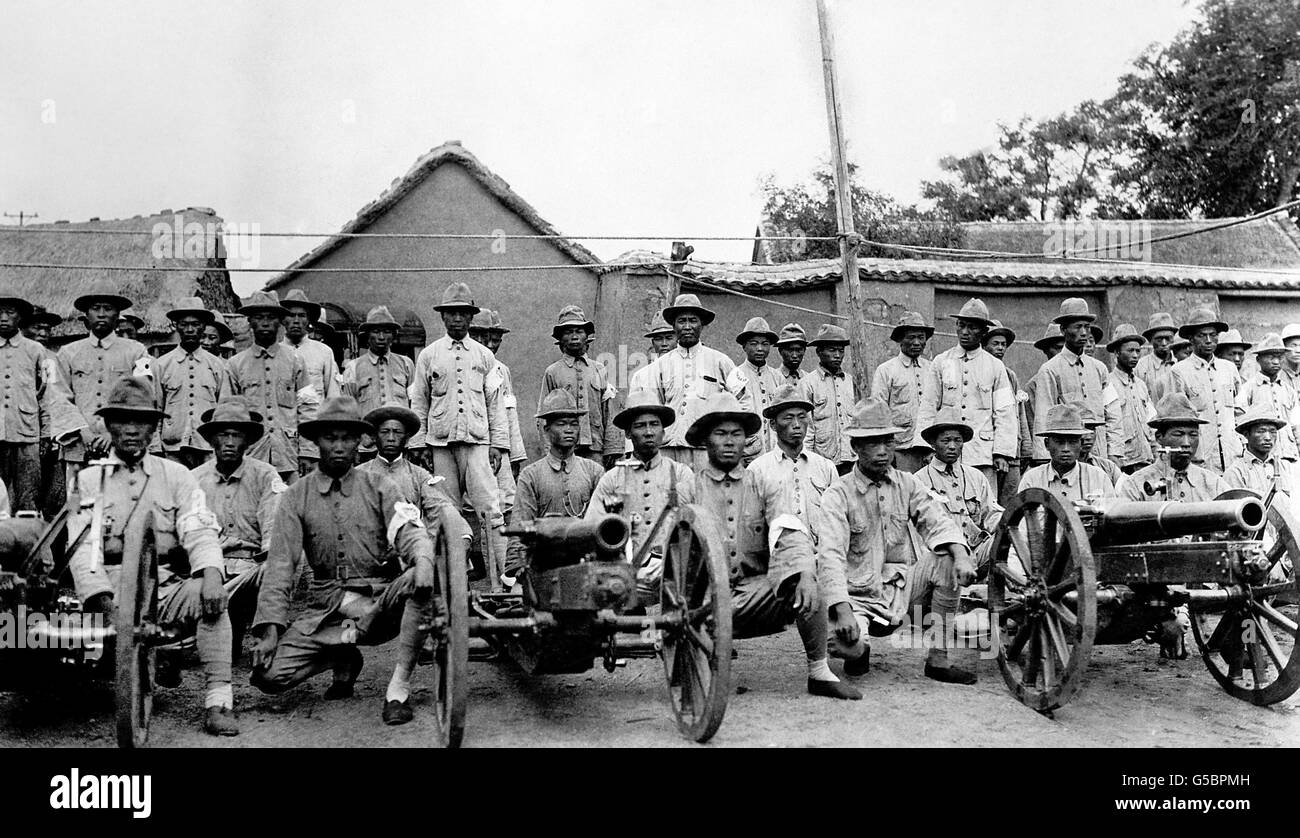 Communist artillerymen who surrendered with their guns and joined the Nationalist Army. Stock Photo