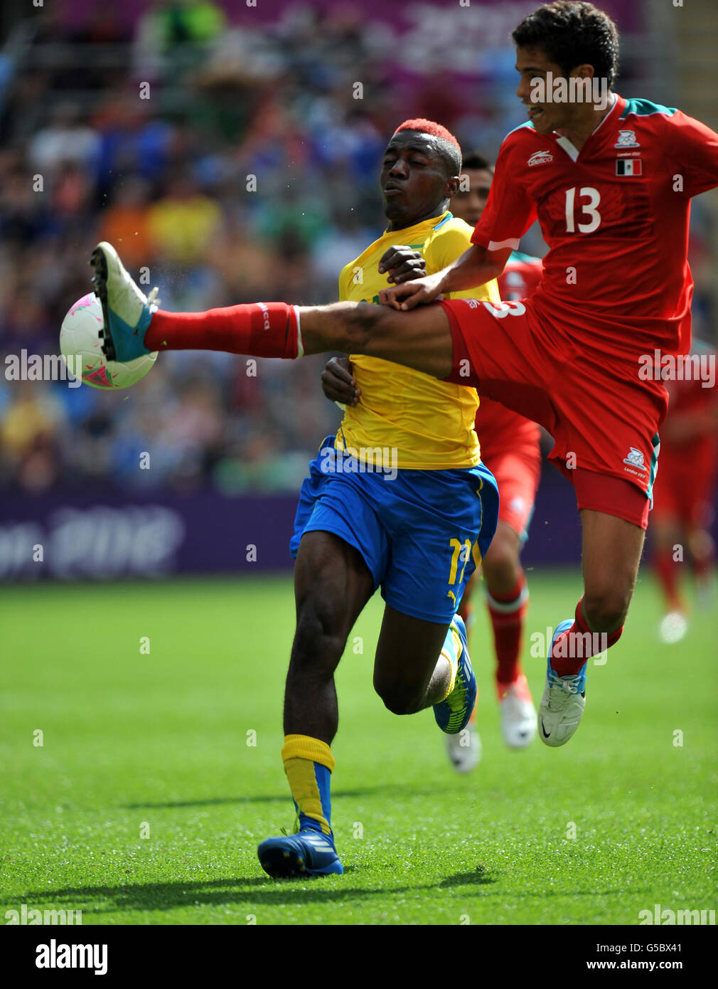 Mexico's Diego Reyes stops Gabon's Axel Meye - Olympic mens football Stock Photo