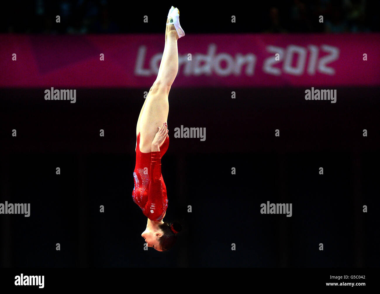 Great Britain's Katherine Driscoll competes during the Trampoline Qualification at the North