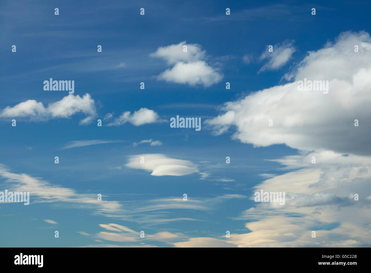 Blue sky and clouds, Central Otago, South Island, New Zealand Stock Photo
