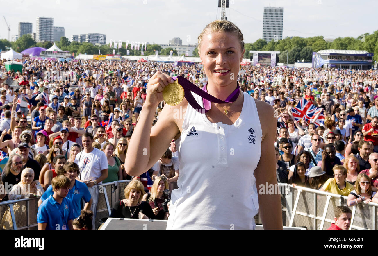 Great Britain's Anna Watkins with her Gold medal she won in the women's ...