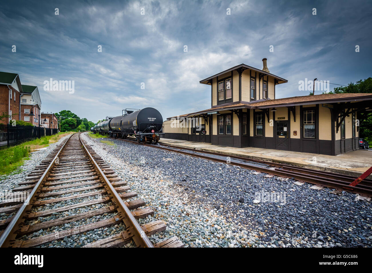 The historic railroad station in Gettysburg, Pennsylvania. Stock Photo