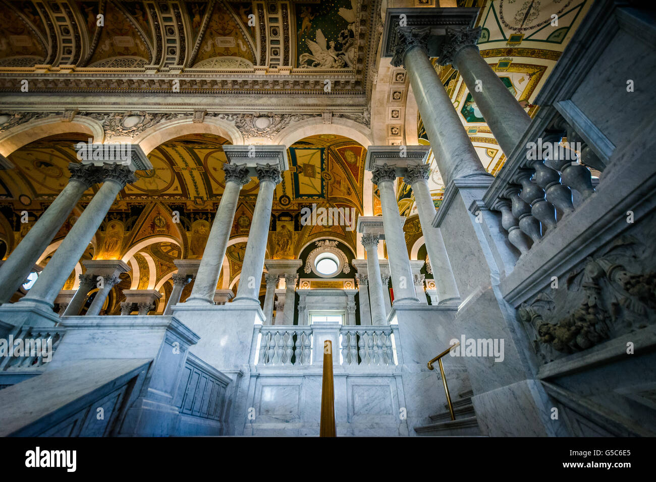 The interior of the Library of Congress, in Washington, DC. Stock Photo