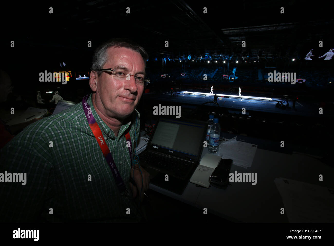 Press Association's Mark Garrod at the Fencing at the ExCel Arena during day seven of the London 2012 Olympics. PRESS ASSOCIATION Photo. Picture date: Friday August 3, 2012. Photo credit should read: Nick Potts/PA Wire. Stock Photo